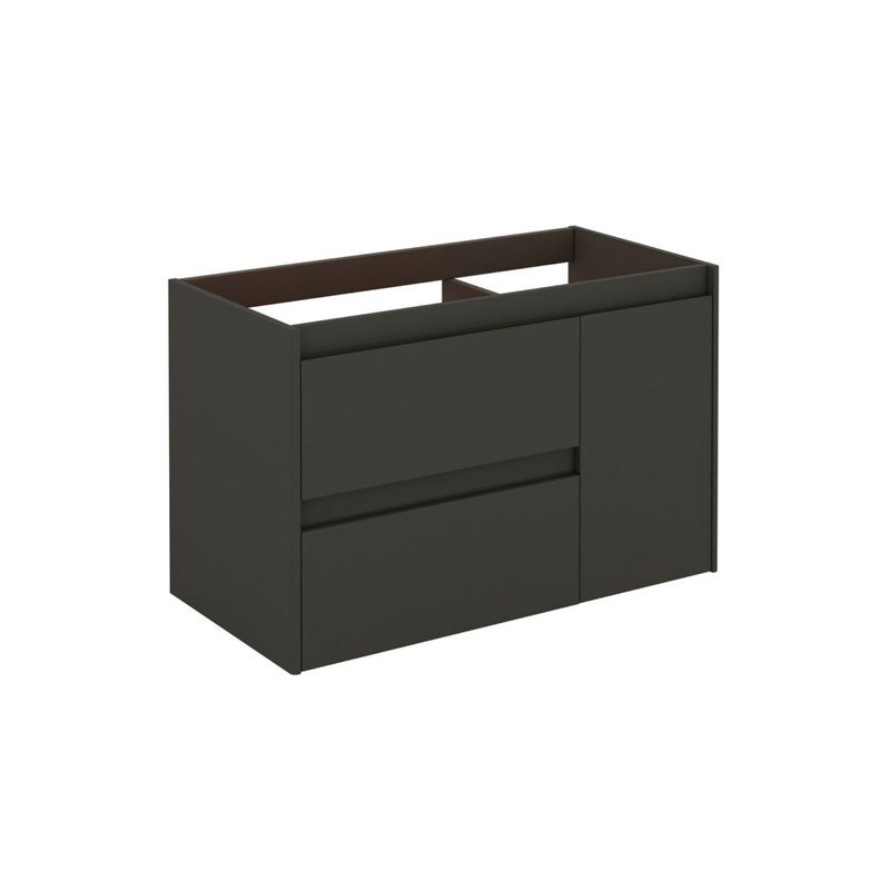 Ambra 35.6'' Single Bathroom Vanity with Ceramic Top, Glossy Anthracite