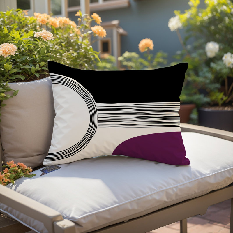 Housse et insert de coussin rectangulaire intérieur / extérieur Cassie, Mauve, H 14 po x l 20 po