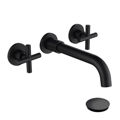 Robinet de lavabo mural avec drain escamotable (sans trop-plein)