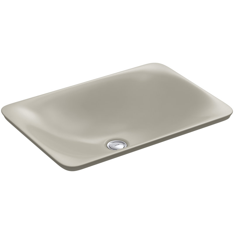 Carillon Ceramic Rectangular Drop-in Bathroom Sink, Sandbar