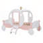 Lit simple de style princesse avec couronne, lit plateforme voiture en bois avec escalier pour chambre de fille et décor enchanté