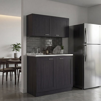 Ashura 2-Piece Kitchen & Laundry Cabinet Set with Utility Sink, Upper Wall Cabinet + Base Storage Cabinet, Space-Saving Freestanding Modern Design for Laundry Room, Garage, Mudroom or Apartment