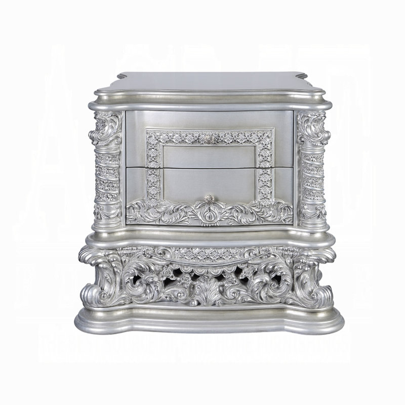 Heckstein 2-Drawer Nightstand in Antique Platinum