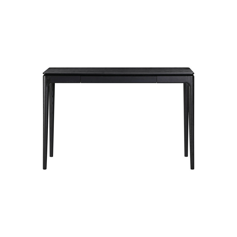 Table de bureau rectangulaire en bois avec tiroir caché NTC Mingle, Noir brûlé