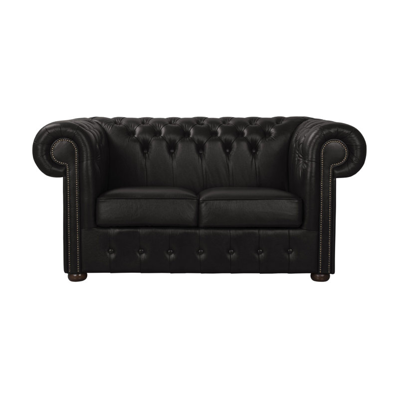 Tamico 2 Seater Genuine Leather Loveseat, 80cm H x 200cm W x 90cm D, Black
