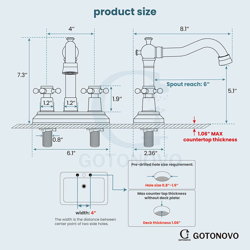 2-handle Bathroom Faucet, Oil Rubber Bronze