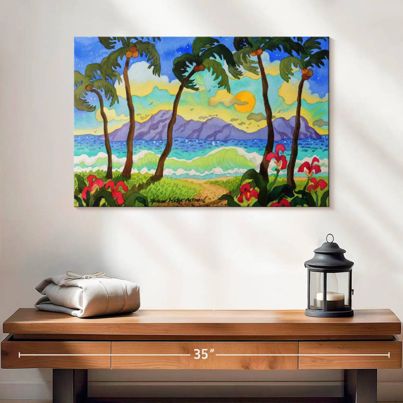 Gillard, palmiers tropicaux, H 16 po x l 24 po