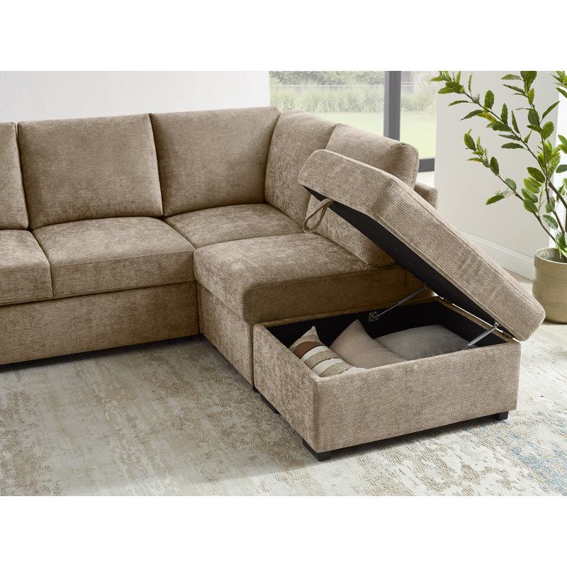 Canapé modulaire rembourré avec repose-pieds 94,88 po, Polyester brun clair