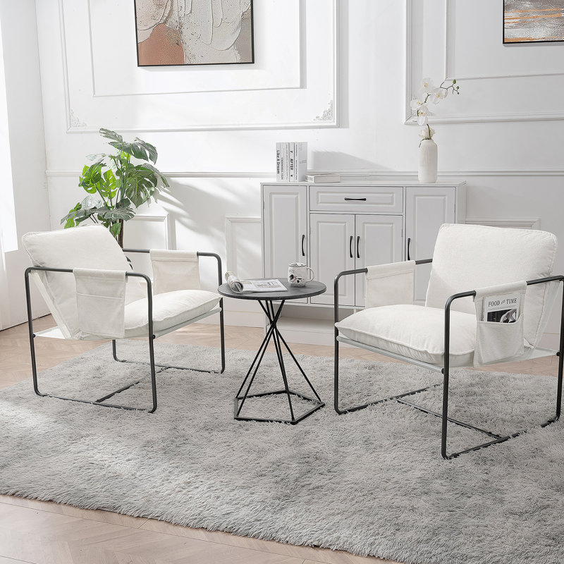Deux ensembles dans un cas, fauteuil rembourré avec passe-bras et structure en métal robuste pour plusieurs espaces intérieurs