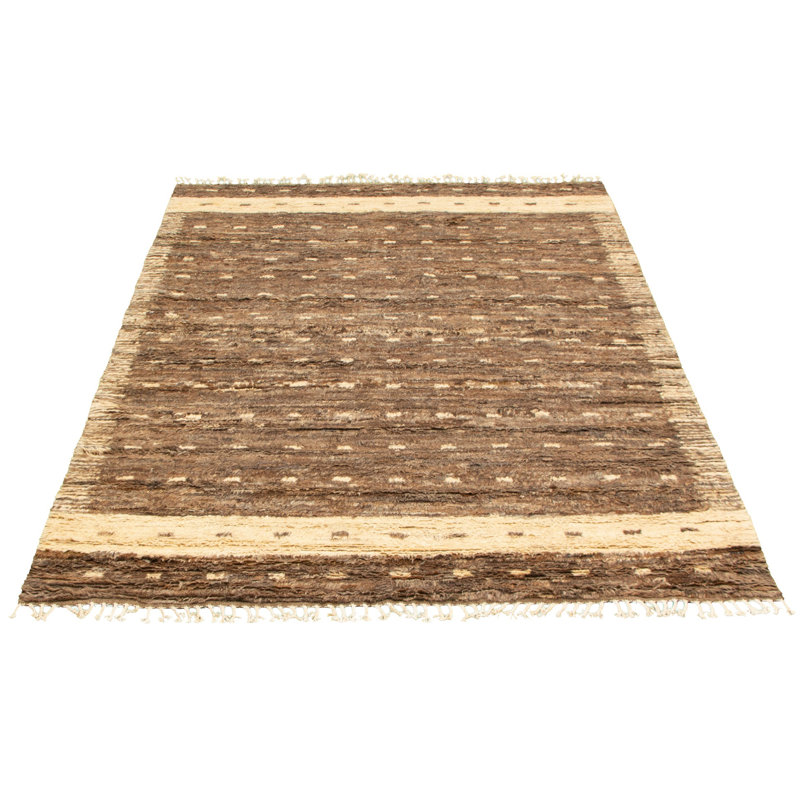 Tapis de la surface en laine marocain brune 6 pi 11 po x 9 pi 2 po one-of-kind main-noué la 2010 Sagatov