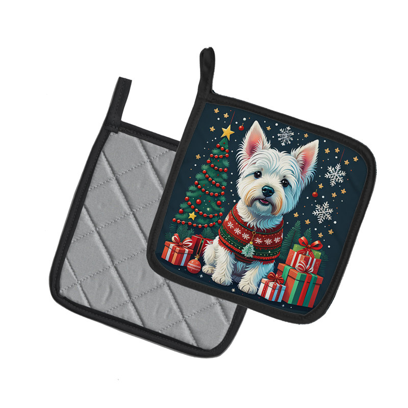 Paire de porte-casseroles Westie Christmas