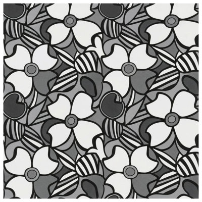 Édredon noir à motif floral