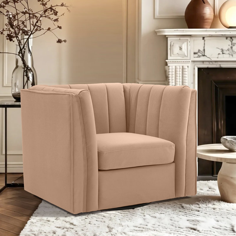Fauteuil de coiffeuse Allard, Velours beige
