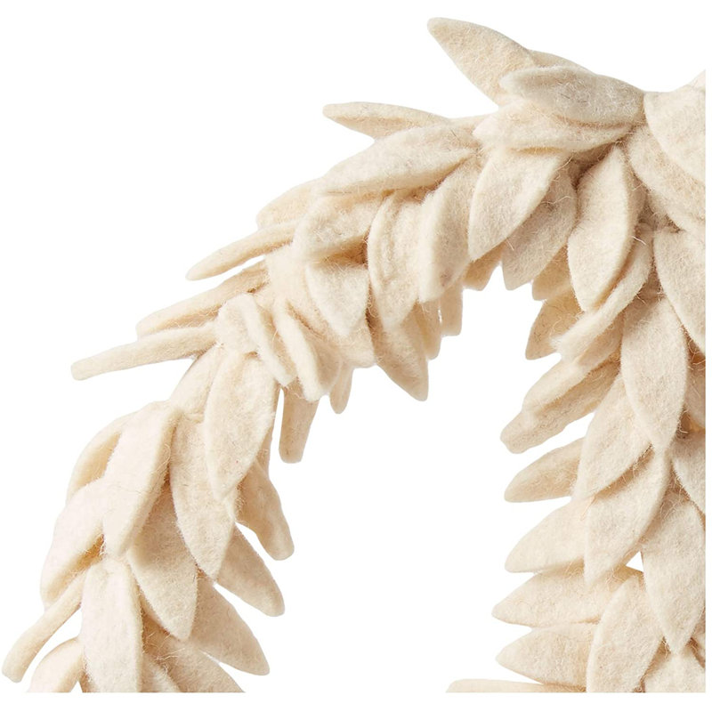 Peace 14" Wool Wreath, Cream