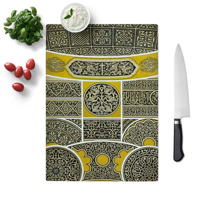 Tempered Glass Arabian Themed Pattern Chopping Board