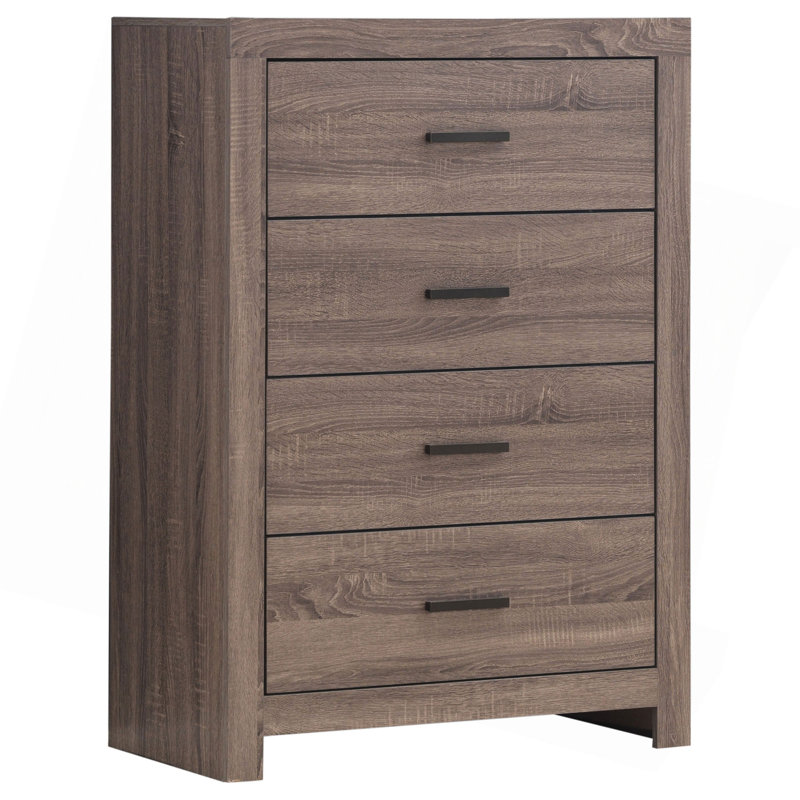 Commode rectangulaire à 4 tiroirs, Brun