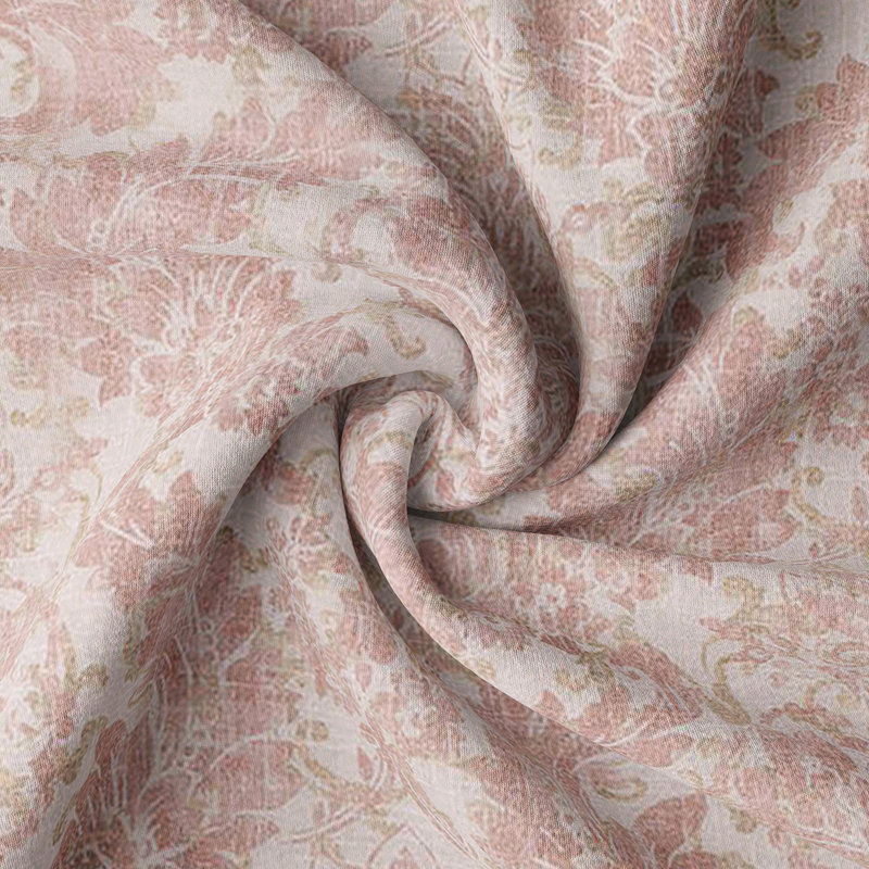 Bordeau Linen Damask Room Darkening Pinch Pleat Pocket Single Curtain Panel, 40" W x 144" L, Blush