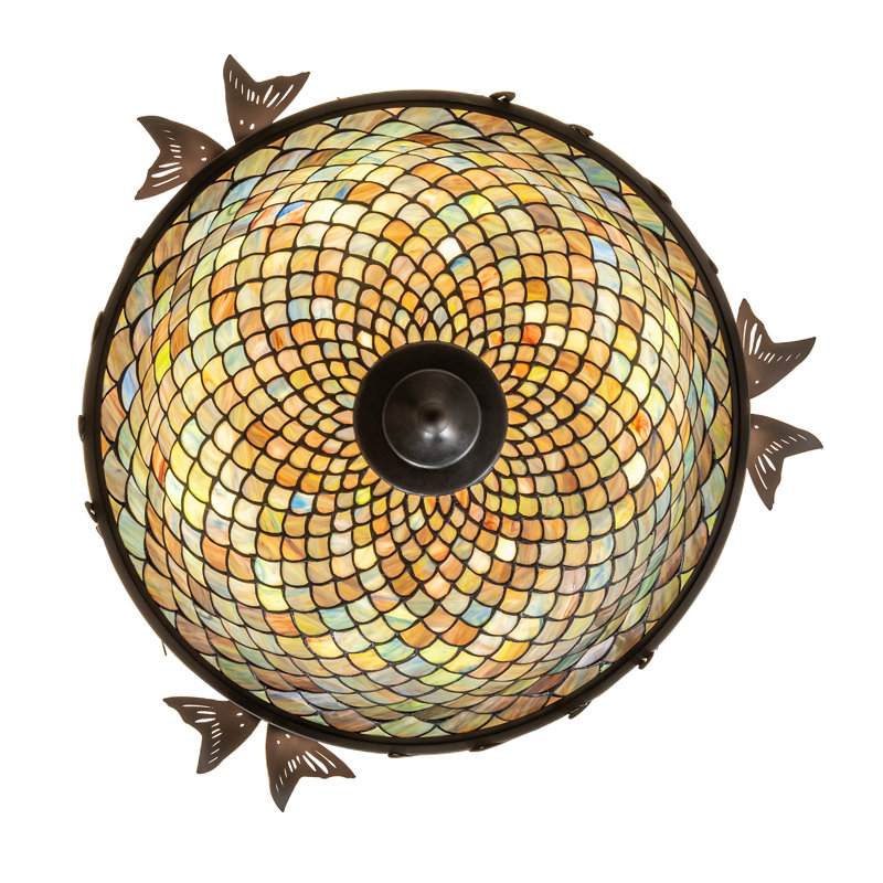 Catch of the Day Fishscale 4 - Light Semi Flush Mount, Black