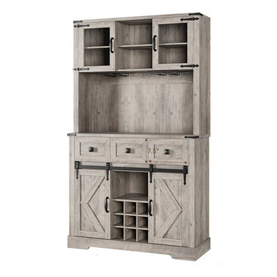 72" Farmhouse Bar Cabinet With 3 Drawer by August Grove