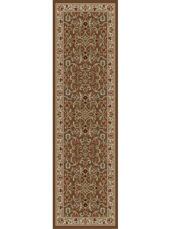 Tapis chocolat tissé à plat à motif oriental Berniece, Tapis de couloir 2 pi x 12 pi