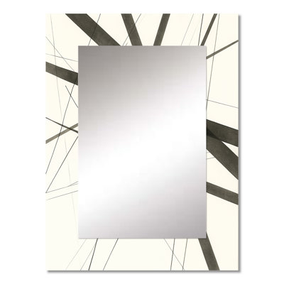 Minimalist Black and White VII - Abstract Shapes Decorative Wall Mirror, Black Large Mirror, Printed Metal Art