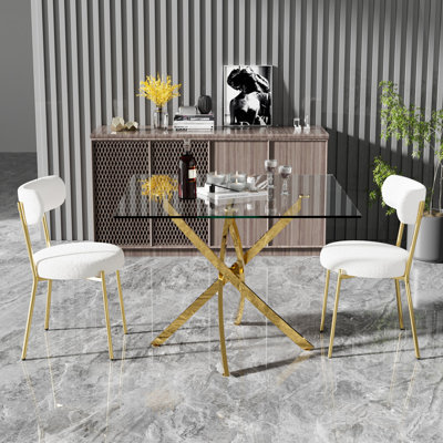 36" Square Glass Dining Table Set