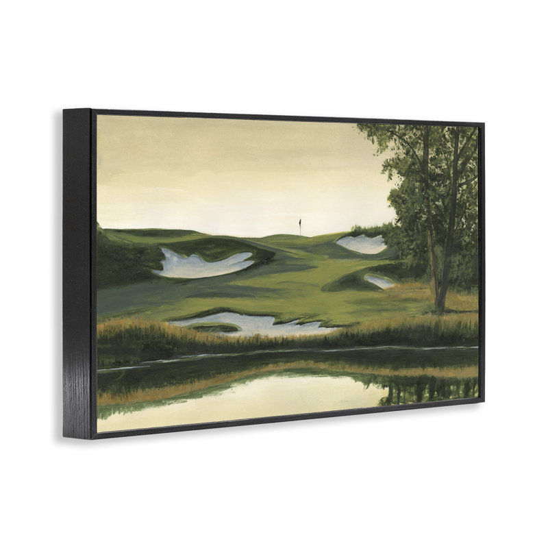 Golf Course Terrain Black Framed Giclee Art by Michael Willett , 12" H x 18" W, Midnight Black Framed Giclee