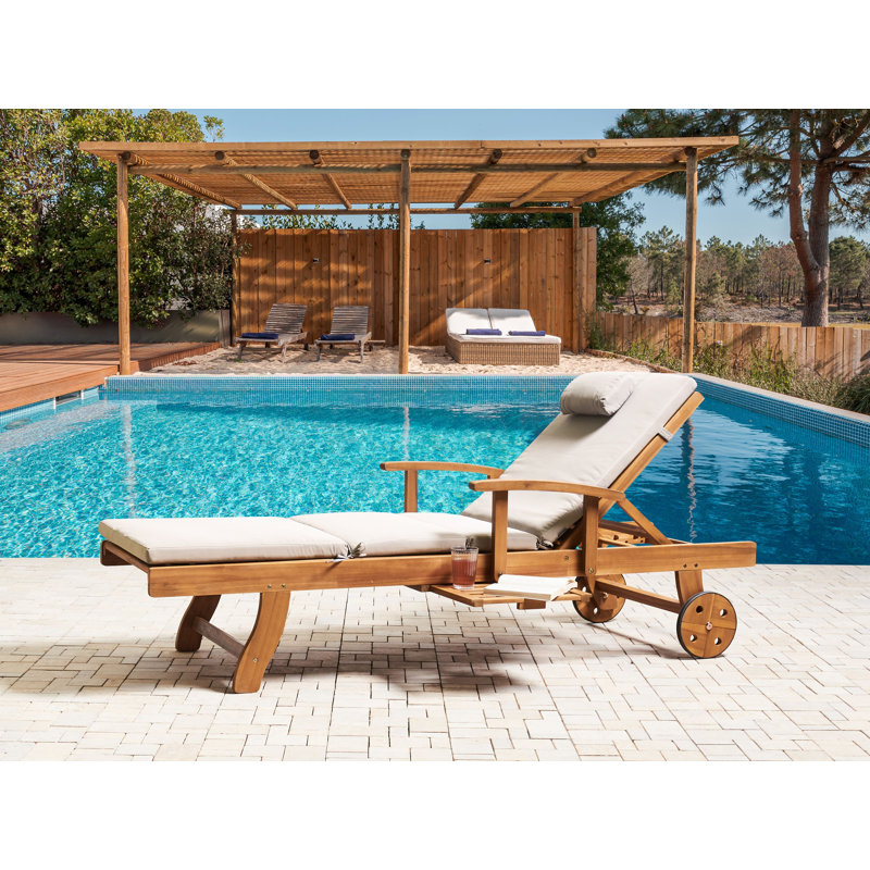 Sun Lounger Pad Cushion TOSCANA/JAVA/AMANTEA PREMIUM 189 x 58 cm, Light Beige