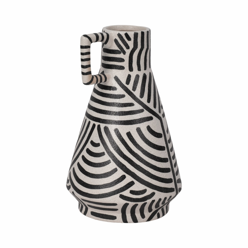 Handcrafted Black and White Ceramic Novelty Table Vase