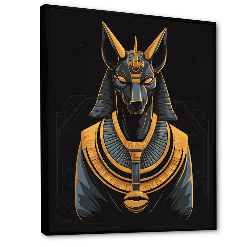 Graphique «Anubis antique Egypting Jackal God» - impression, H 20 po x l 12 po x P 1 po, Cadre flottant noir