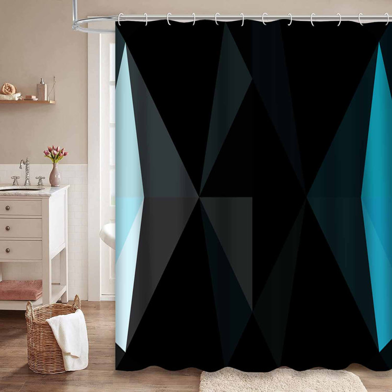 Rideau de douche hexagonal clair en mosaïque géométrique avec 12 crochets, L 72 po x l 84 po