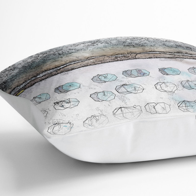 On the Beach Cushion with Filling, White, 40cm H x 40cm W x 15cm D