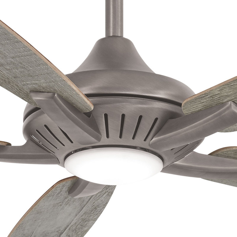 52" Dyno 5 - Blade Standard Ceiling Fan with Remote Control and Light Kit Included, Burnished Nickel