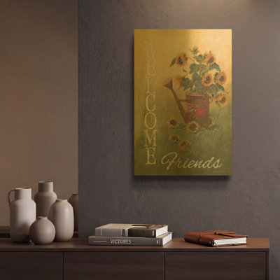 'A Sunflower Welcome' By Pam Britton Gold Metal Wall Art, 12" x 16"