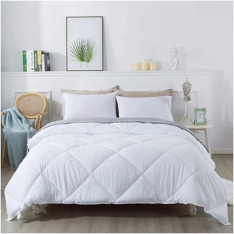Ensemble d'édredon réversible en microfibre 2 pièces , Édredon très grand, Blanc
