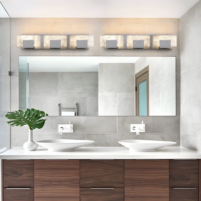 3-Light Modern Bathroom Vanity Light, Nickel