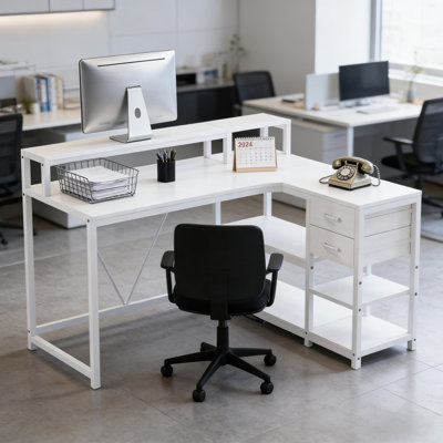 Office Desk,L-Shaped Office Desk,Reversible Computer Desk