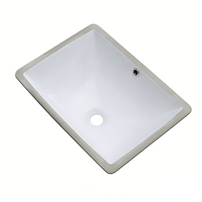 20" White Rectangular Ceramic Undermount Sink For Bathroom Vanity Countertop