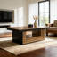 Table basse 47 po avec tablette ouverte 47 po pour salon moderne, table centrale, finition deux tons
