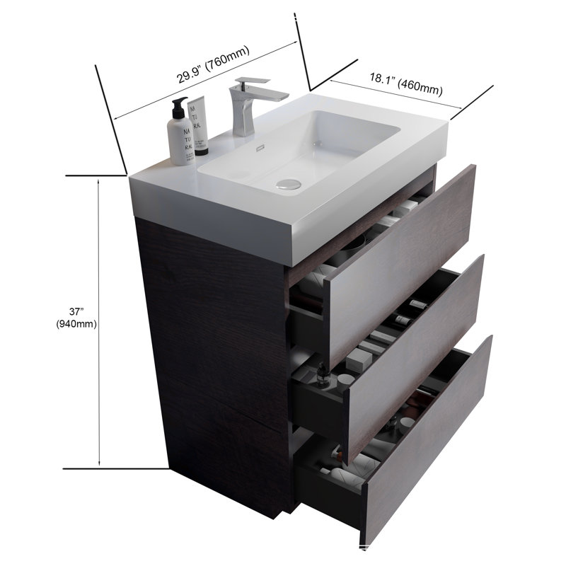 Meuble-lavabo autoportant avec grand lavabo et rangement