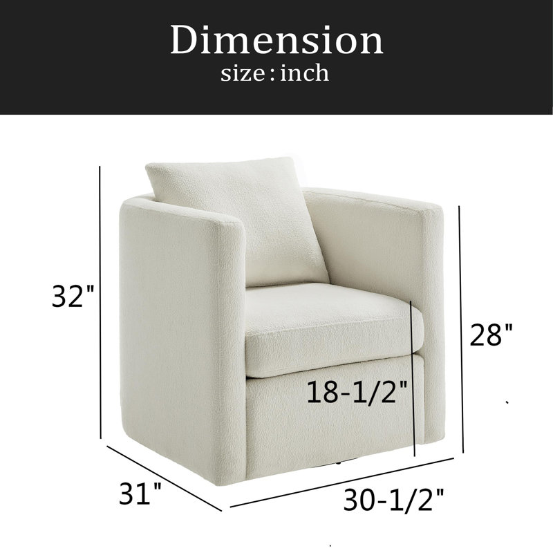Fauteuil demi-tonneau pivotant, Ivoire ivoire
