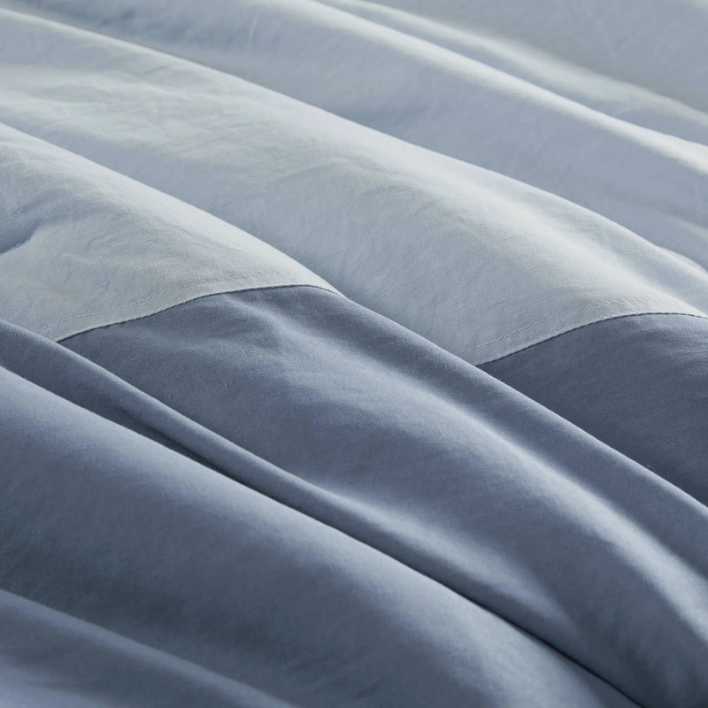 Miro Blue Soft Washed Color Block 3-Piece Full/Queen Comforter Set, Blue, Full/Queen Comforter + 2 Standard Shams