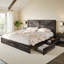 Cadre de lit très grand avec 4 tiroirs Oceant Farmhouse, noir-105504780-105504775