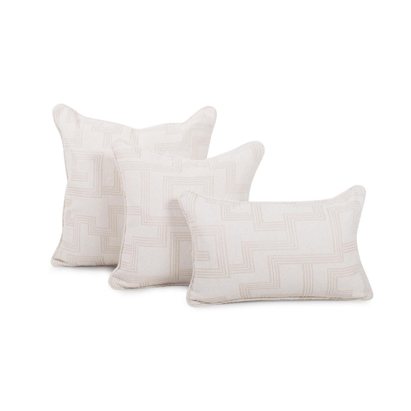 Indoor/Outdoor Pillow Syros Fog, Natural Striped, 20"H x 20"W, Square