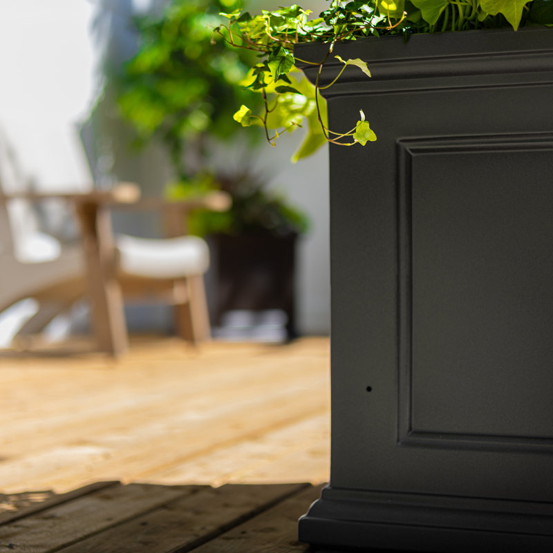 Square Outdoor Resin Planter Box, Black, 24" H x 24" W x 24" D
