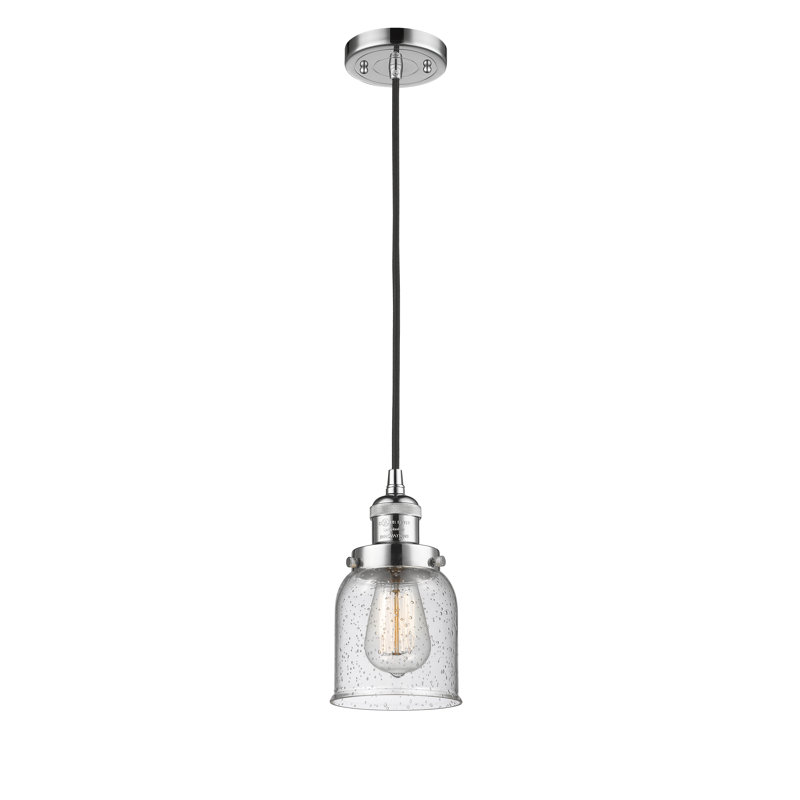 Ballston Urban Bell - 1 Light 5" Cord Hung Mini Pendant, Polished Nickel, No Bulb Included, Seedy