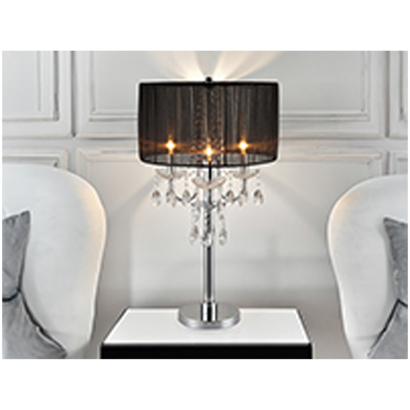 Lampe de table inspirée du cristal H 29,5 po noir / chrome (1pc / Ctn) (1,58 / 9,10), Noir