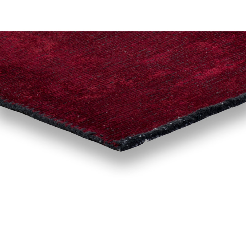 Tapis rouge en coton noué à la main Rapture, Rectangle 7 pi 10 po x 9 pi 10 po