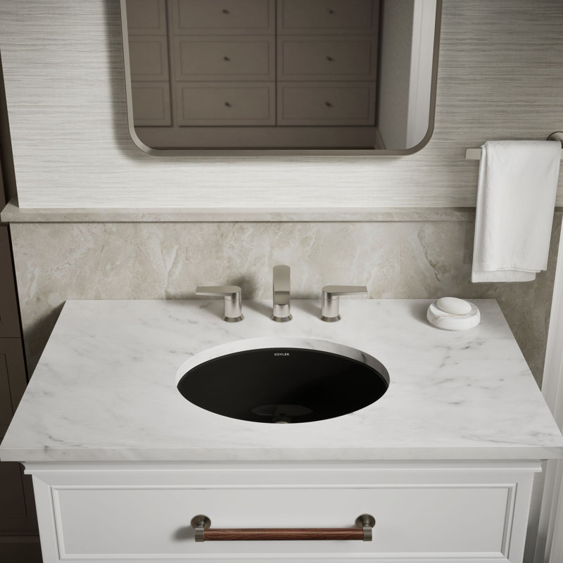Caxton® Ceramic Oval Undermount Bathroom Sink with Overflow, Almond