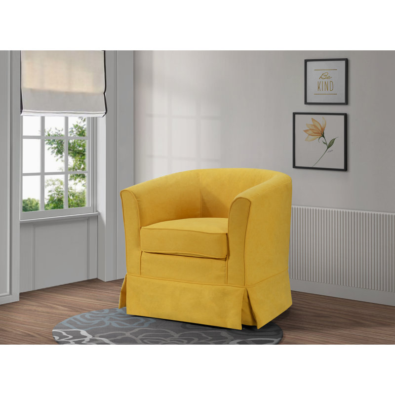 Ailen Swivel Barrel Chair, Yellow Fabric